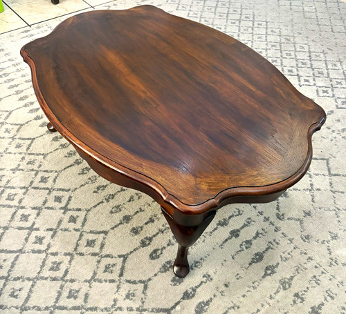 Vintage dark wood oval - wood, coffee