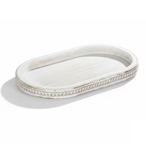White beaded wood - white,