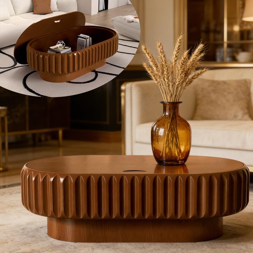 Oval coffee table - with, storage
