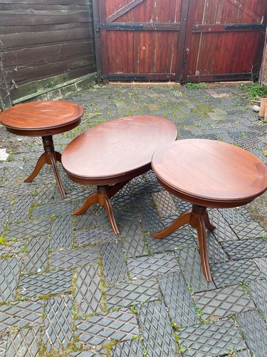 Mahogany oval coffee table - table, and