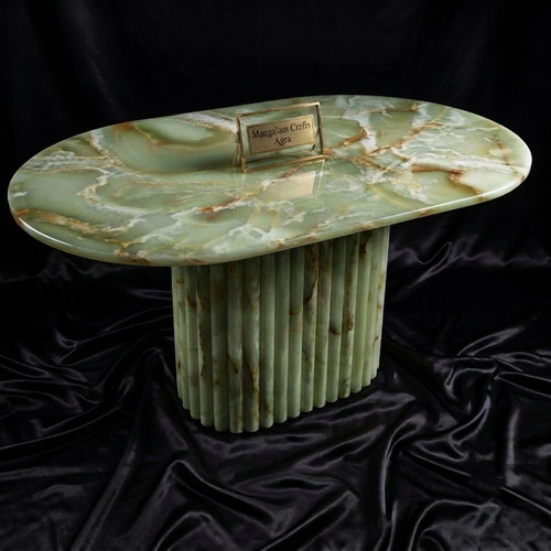Green onyx coffee table oval - green,