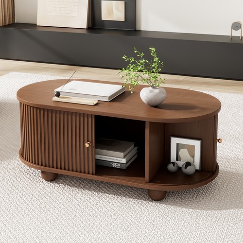 Oval coffee table - coffee,