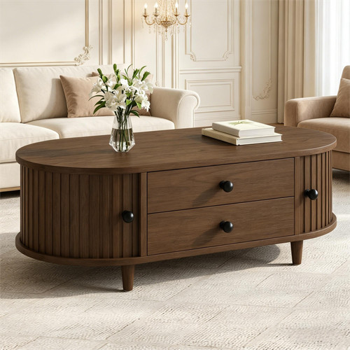 Oval coffee table - with, two
