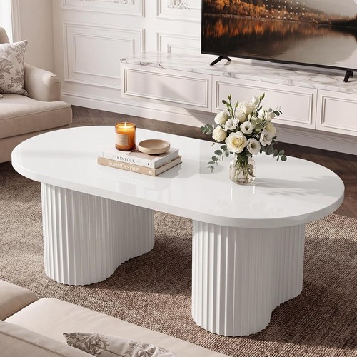 120cm white oval coffee - 120cm,
